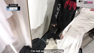 Cutie with anal plug at mall, masturbates in fitting room - pinkloving