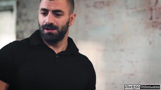 My probation officer jerks on us kissing and licking pussy