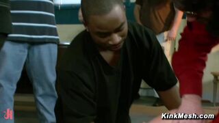 Busty sub bound and exposed in public