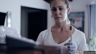 Busty blonde milf masturbate her pussy while taking a shower