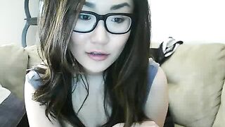 Asian Webcam Slut Strips and Rubs Her Pussy