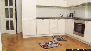 Casual fucking in a kitchen